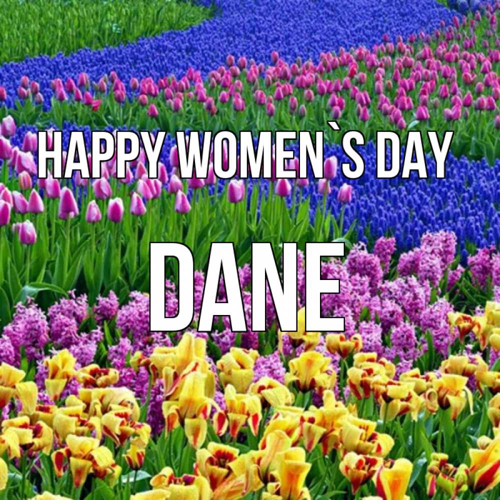 Greetings card с именем, Dane happy women`s day цветы Greetings with text for free download 